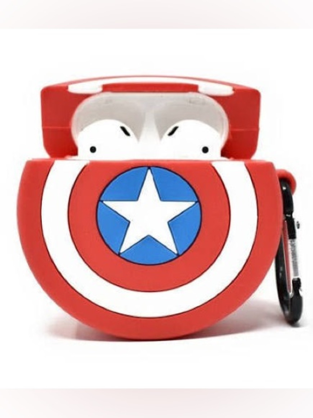 Red Captain Shield Silicone AirPods Case with Keyring